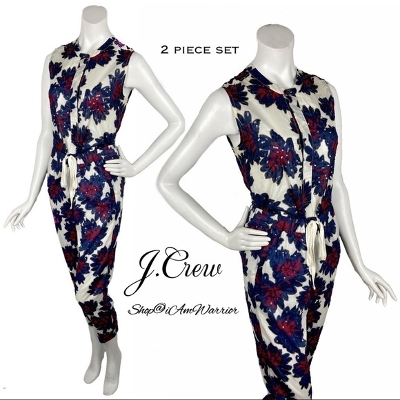J.Crew 2 piece cotton voile sequin firework sleeveless top + pull on jogger - Picture 9 of 16